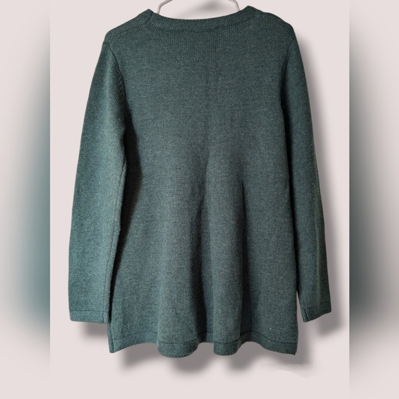 Soft Surroundings Evergreen Cable Knit Wool Blend Crewneck Sweater - Picture 3 of 11